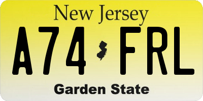 NJ license plate A74FRL