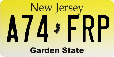 NJ license plate A74FRP