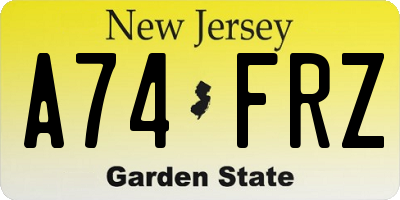 NJ license plate A74FRZ