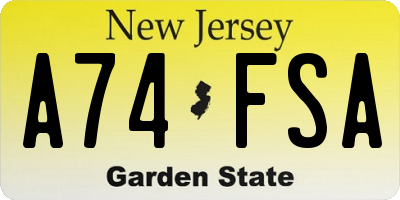 NJ license plate A74FSA