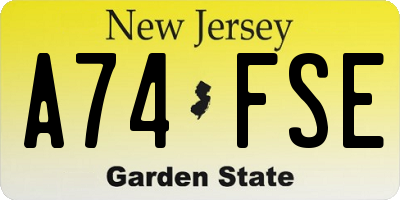 NJ license plate A74FSE