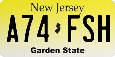 NJ license plate A74FSH