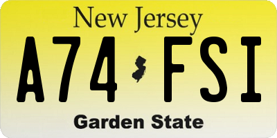 NJ license plate A74FSI