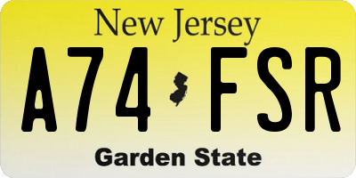 NJ license plate A74FSR