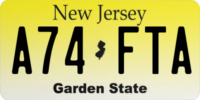NJ license plate A74FTA