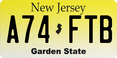 NJ license plate A74FTB