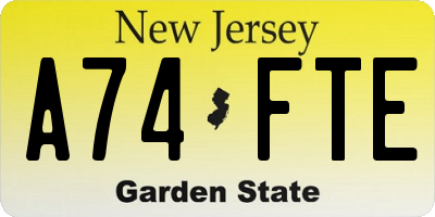 NJ license plate A74FTE