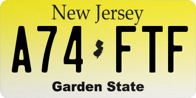 NJ license plate A74FTF