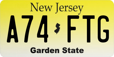 NJ license plate A74FTG