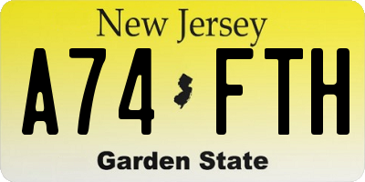 NJ license plate A74FTH
