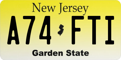 NJ license plate A74FTI