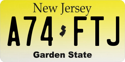 NJ license plate A74FTJ