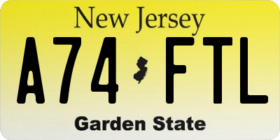 NJ license plate A74FTL