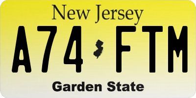 NJ license plate A74FTM
