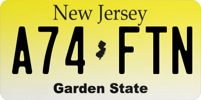 NJ license plate A74FTN