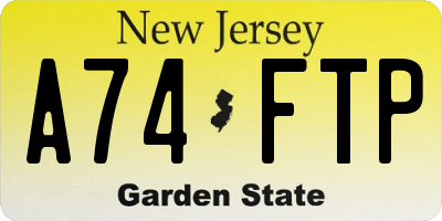 NJ license plate A74FTP