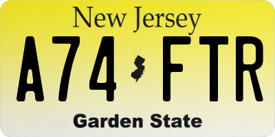 NJ license plate A74FTR