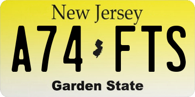 NJ license plate A74FTS