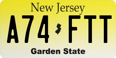 NJ license plate A74FTT
