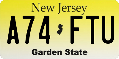 NJ license plate A74FTU