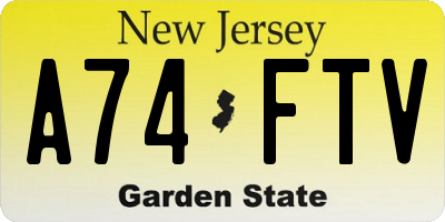 NJ license plate A74FTV