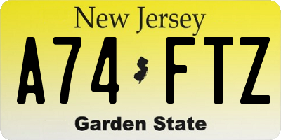 NJ license plate A74FTZ