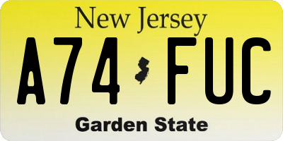 NJ license plate A74FUC