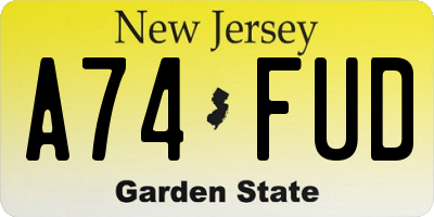 NJ license plate A74FUD