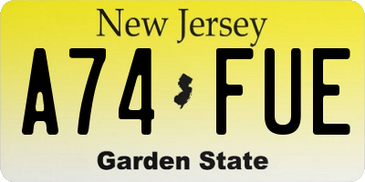 NJ license plate A74FUE