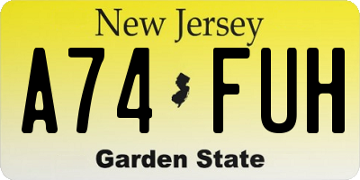 NJ license plate A74FUH