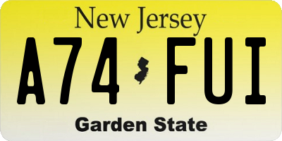NJ license plate A74FUI