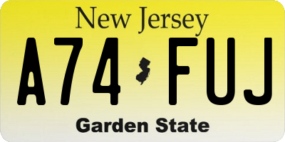 NJ license plate A74FUJ