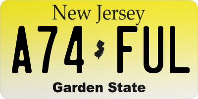 NJ license plate A74FUL