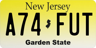 NJ license plate A74FUT