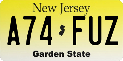 NJ license plate A74FUZ