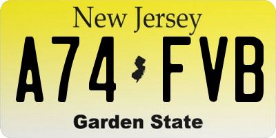 NJ license plate A74FVB