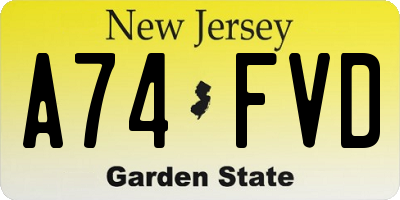 NJ license plate A74FVD