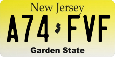 NJ license plate A74FVF