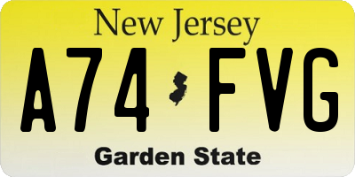 NJ license plate A74FVG