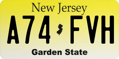 NJ license plate A74FVH
