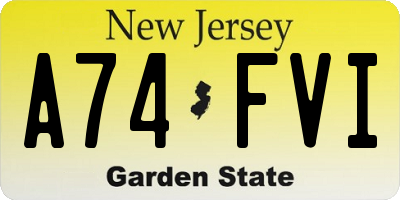 NJ license plate A74FVI