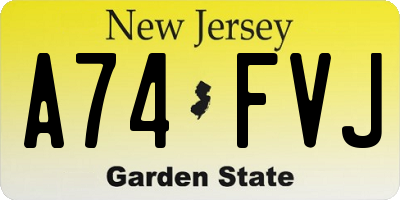 NJ license plate A74FVJ