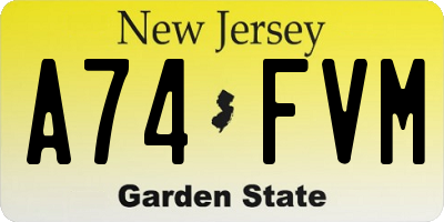 NJ license plate A74FVM