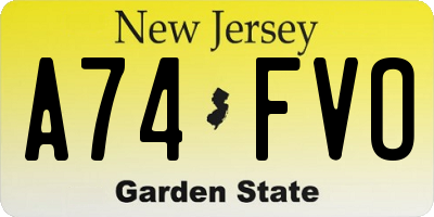 NJ license plate A74FVO