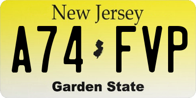 NJ license plate A74FVP