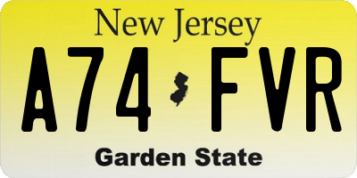 NJ license plate A74FVR
