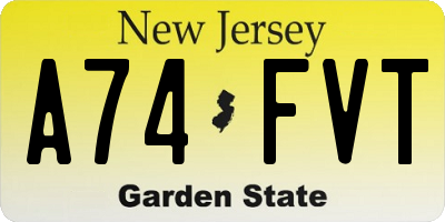 NJ license plate A74FVT