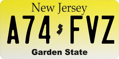 NJ license plate A74FVZ