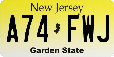NJ license plate A74FWJ