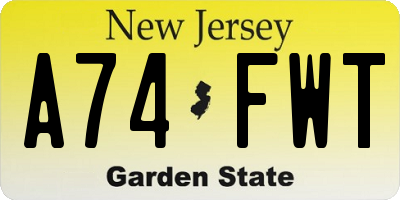 NJ license plate A74FWT